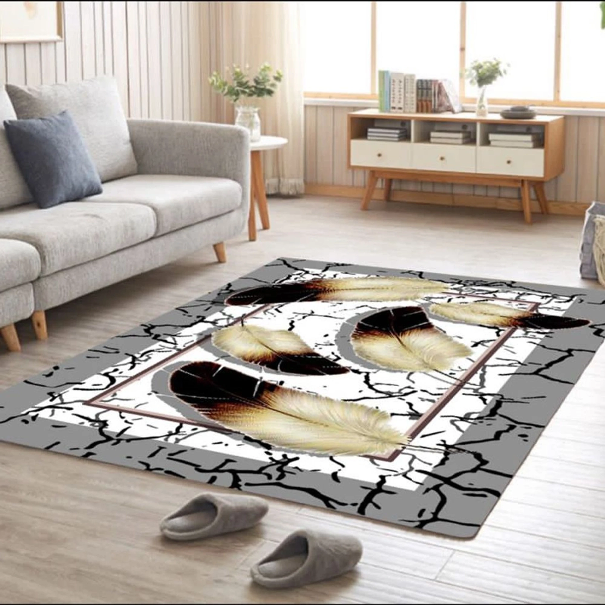 Covor Antiderapant pentru Dormitor 120x180 cm - Pene - CVHD072_120x180_CVH