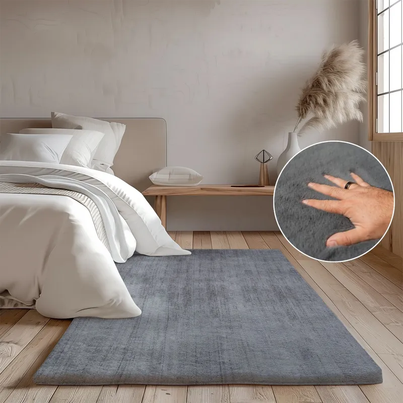 Covor Pufos Gri Antracit  Zen – Happy Touch - Puf Modern - 80x150 cm - CVHP004_80x150_CVH