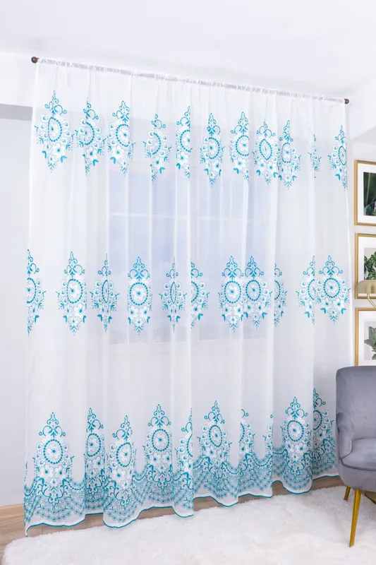 Set 2 Perdele din In Lavinia Turcoaz 100x245cm cu Rejansa - PERD0117_100x245_ATL