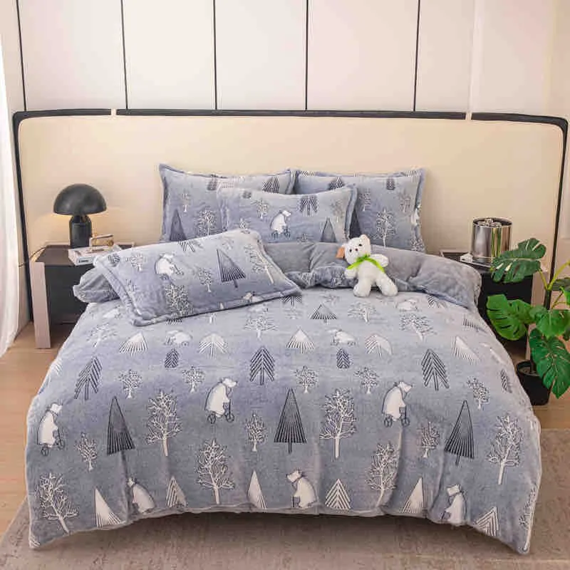 Lenjerie Cocolino 90/120x200cm - 4 Piese - Ursi si Copaci - CBOSG4J_N097