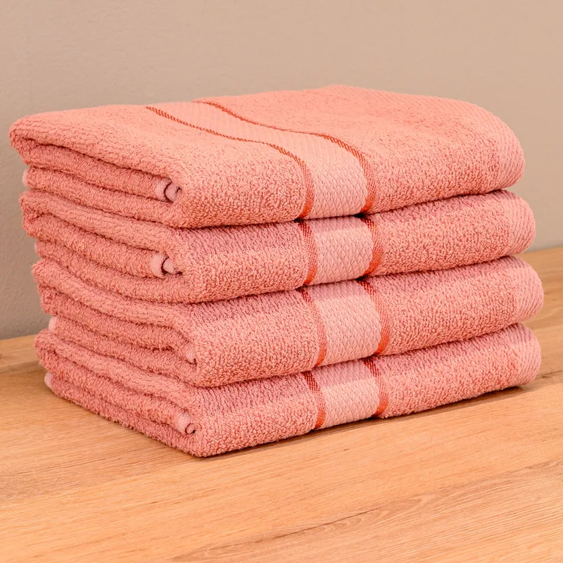 Set Prosoape 3+1 GRATIS - Roz Pudra, Bumbac 100%, Medii - 50x90 cm. Ideale pentru Față și Mâini, Uscare Rapidă și Textură Pufoasă - 420g/mp - PRSM018