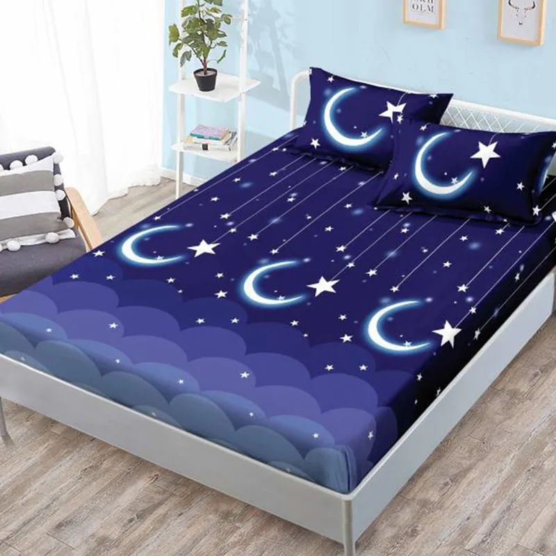 Cearceaf din Finet cu Elastic - 160/180x200 + 2 Fete Perna - Noapte Senina - CEFN_L087B