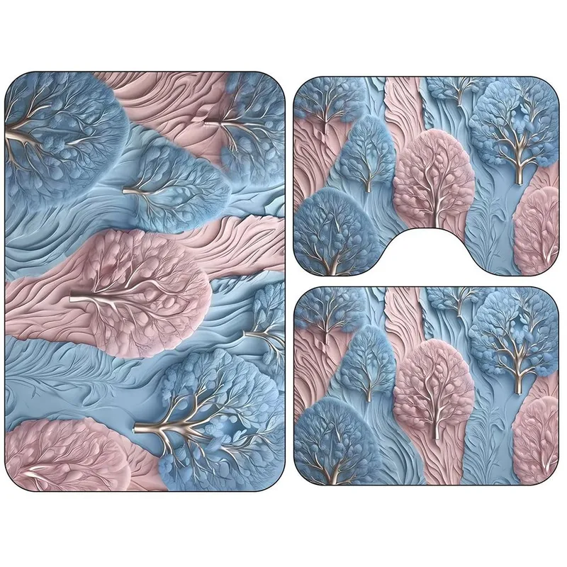 Set 3 Covorase de Baie - Copaci 3D - CVHB135