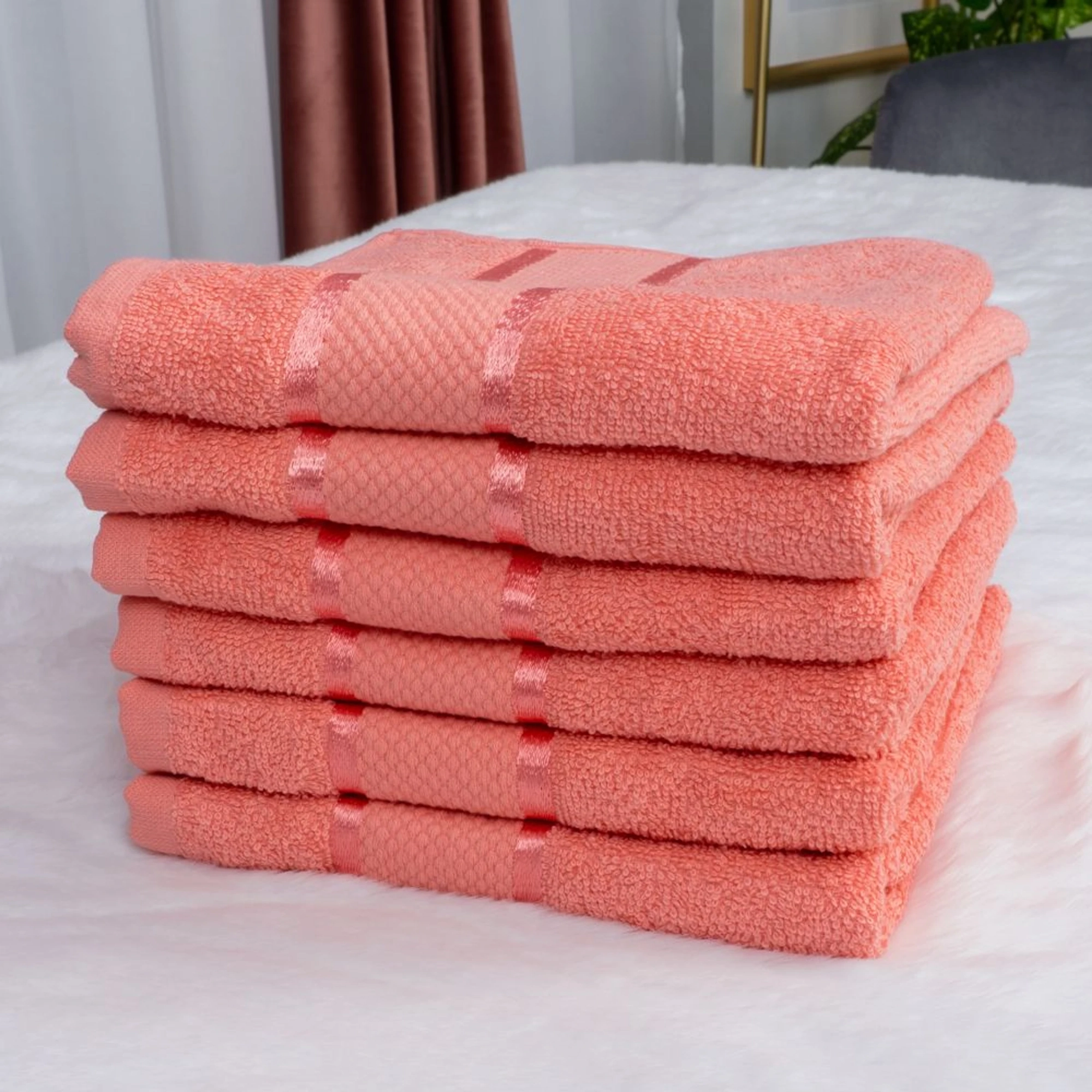 Set 6 Prosoape Corai din Bumbac 100% - 50x90 cm - 400g/mp - PRSM007