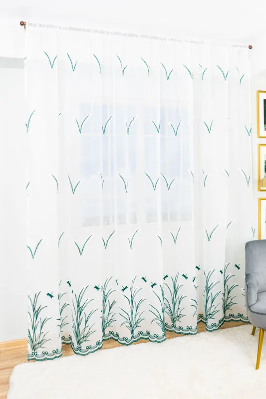 Set 2 Perdele din In Valeria Verde Smarald 100x135cm cu Rejansa - PERD003A_100x135_ATL
