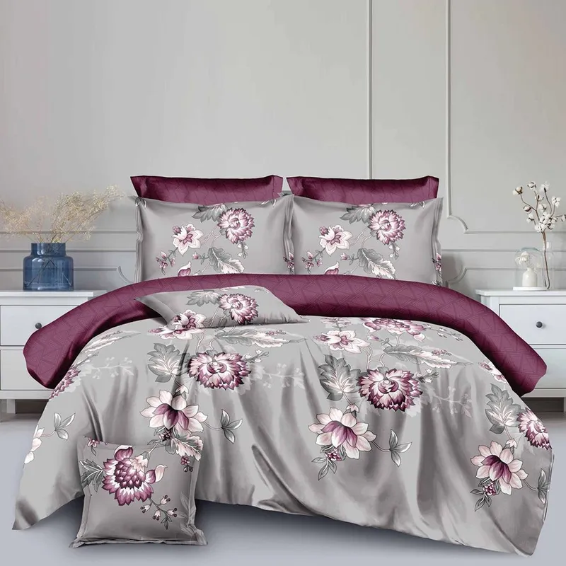 Lenjerie Finet Gros 8 Piese - Flori Grena - LF8S_D110
