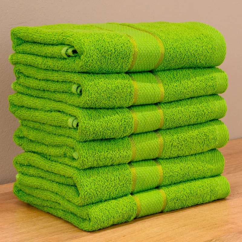 Set Prosoape 5+1 GRATIS - Verde Lime, Bumbac 100%, Medii - 50x90 cm. Ideale pentru Față și Mâini, Uscare Rapidă și Textură Pufoasă - 420g/mp - PRSM016