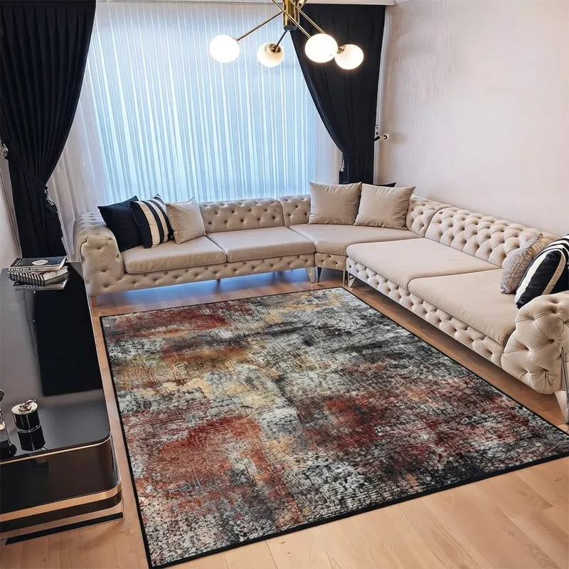 Covor pentru Dormitor 160x230 cm - Model Abstract Carmiziu cu Negru - CVHD015_160x230_CVH