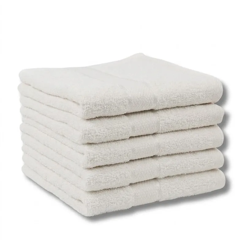 Set 5 Prosoape - Alb Imaculat, Bumbac 100%, Medii - 50x90 cm. Ideale pentru Față și Mâini, Uscare Rapidă și Textură Pufoasă - 420g/mp - PRSM001