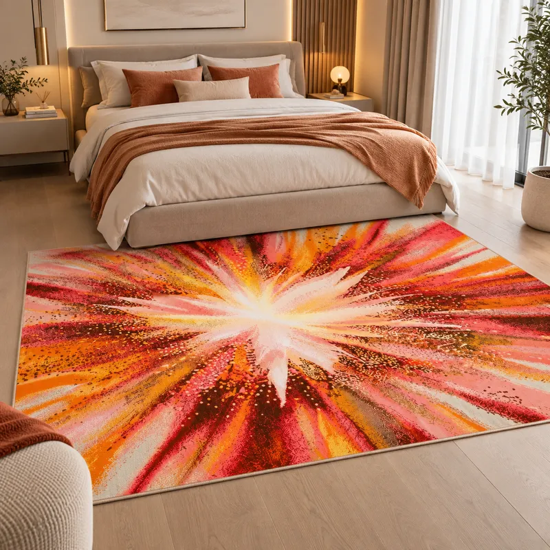 Covor Living Artificii, Viu Colorat, Crem - Portocaliu, 160x230 cm, Polipropilena - T038