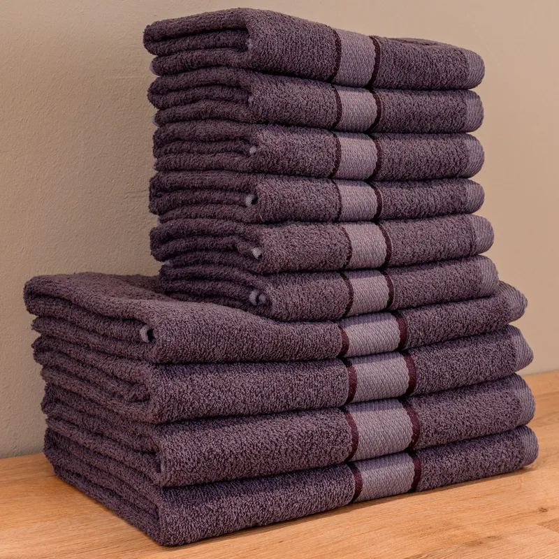 MegaPack - Set 10 Prosoape din Bumbac 100%, Gri Titan - 6 pentru Față si Mâini 50x90cm + 4 pentru Corp 70x140cm - 6xPRSM_I031_4xPRSL_I031