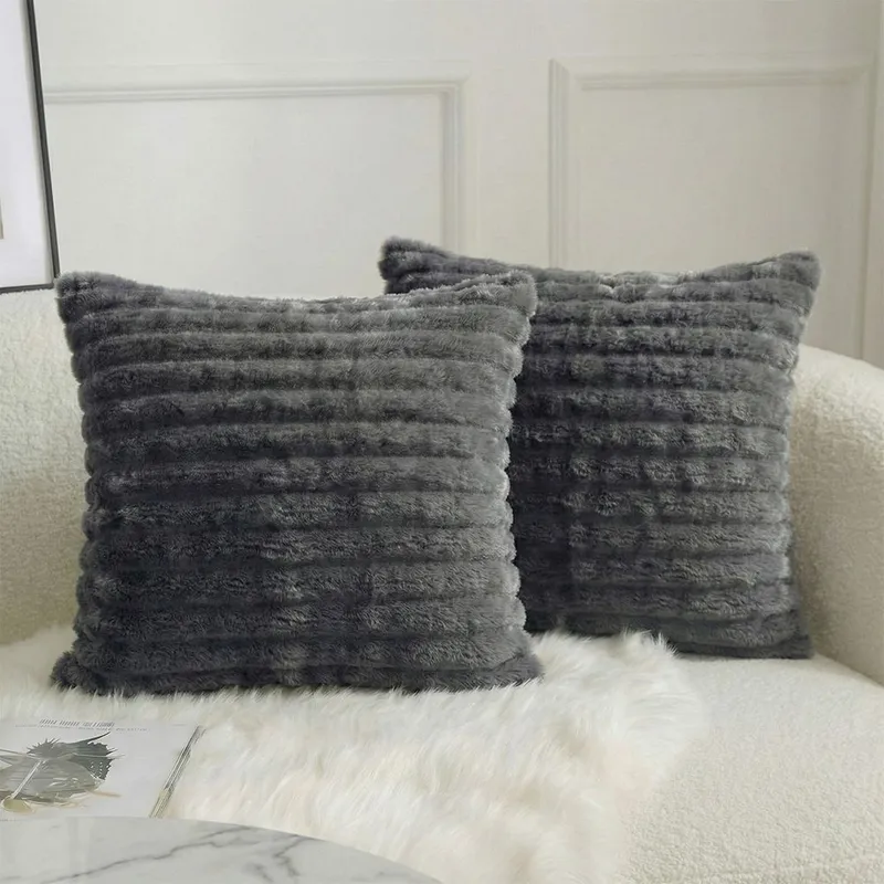 Set 2 Fete de Perna 50x50cm din Cocolino - Gri Plumb Inchis - PD_O058-1