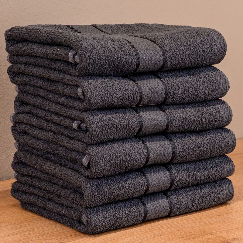 Set Prosoape 5+1 GRATIS - Gri Inchis, Bumbac 100%, Medii - 50x90 cm. Ideale pentru Față și Mâini, Uscare Rapidă și Textură Pufoasă - 420g/mp - PRSM008