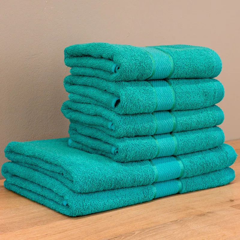 FamilyPack - Set 6 Prosoape Verde Marin din Bumbac 100% - 4 pentru Față si Mâini 50x90cm + 2 pentru Corp 70x140cm - 4xPRSM002_2xPRSL002